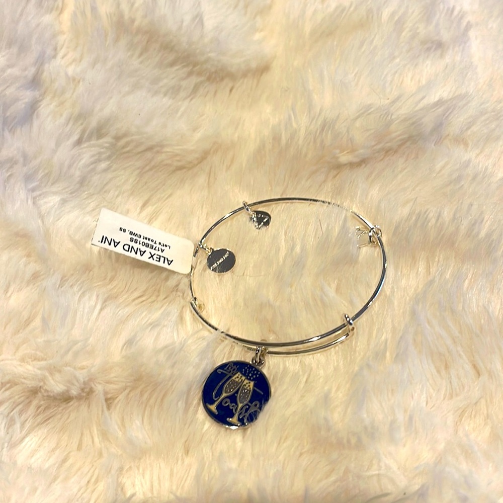 NWT Beautiful silver "Let's Toast" Alex & Ani bracelet